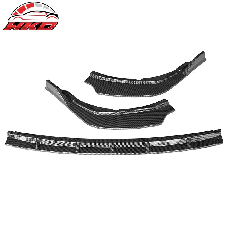 Fits 21-24 Toyota Camry SE 3PC Front Bumper Lip Spoiler PP Carbon Fiber Print