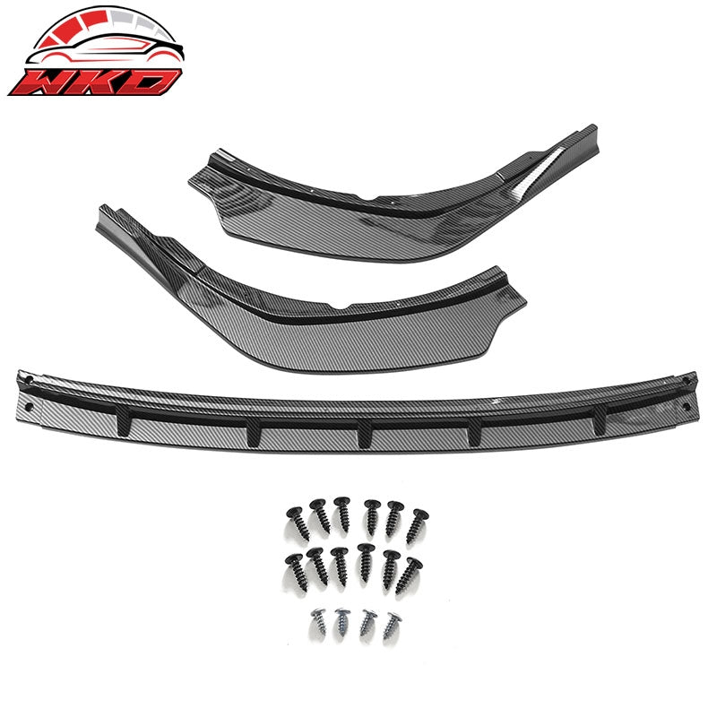 Fits 21-24 Toyota Camry SE 3PC Front Bumper Lip Spoiler PP Carbon Fiber Print