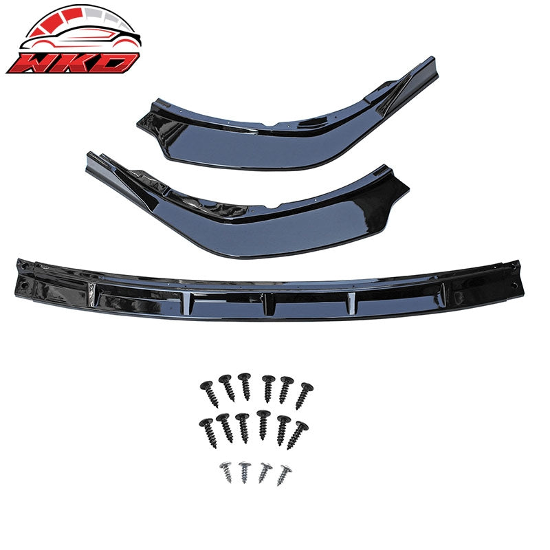 Fits 21-24 Toyota Camry SE 3PC Front Bumper Lip Spoiler PP Gloss Black Splitter
