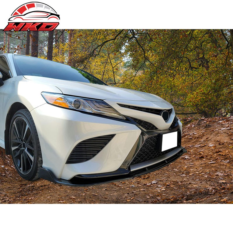 Fits 18-20 Toyota Camry SE XSE Gloss Black Front Bumper Lip Spoiler PP 3PCS