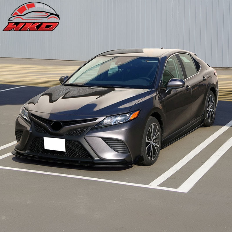 Fits 18-20 Toyota Camry SE XSE Matte Black PP 3PCS Front Bumper Lip Splitter