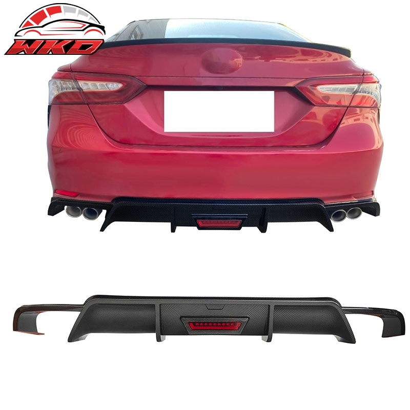 Wholesale 18-24 Toyota Camry SE XSE Rear Diffuser Lip W/LED Light Carbon Fiber Print