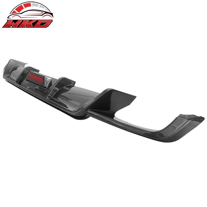 Fits 18-24 Toyota Camry SE XSE Rear Diffuser Lip W/LED Light Carbon Fiber Print