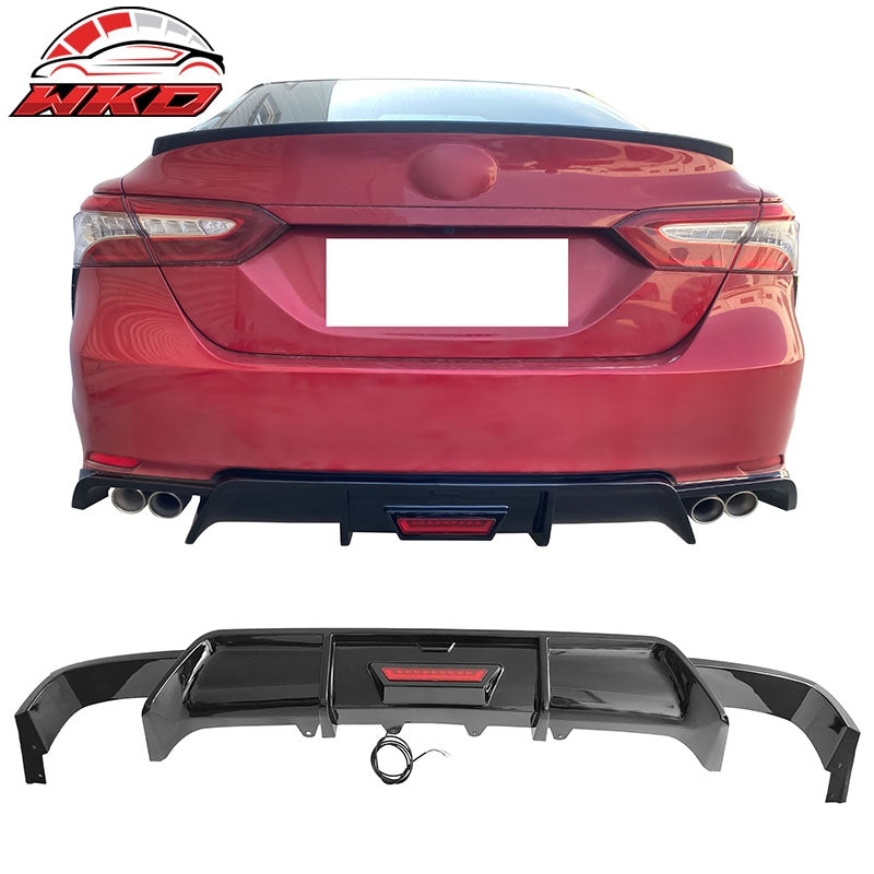 Wholesale 18-24 Toyota Camry SE XSE Rear Diffuser Lip W/LED Light Lamp - Gloss Black