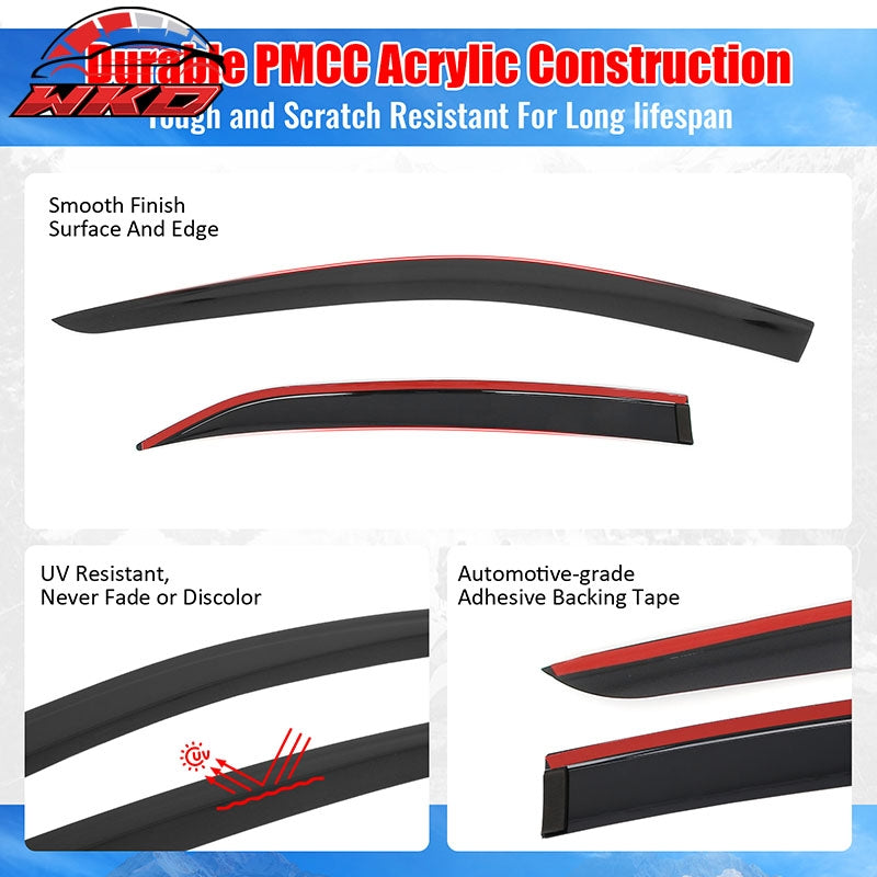 For 18-24 Toyota Camry Window Visor Low Profile Rain Sun Guard Acrylic Deflector