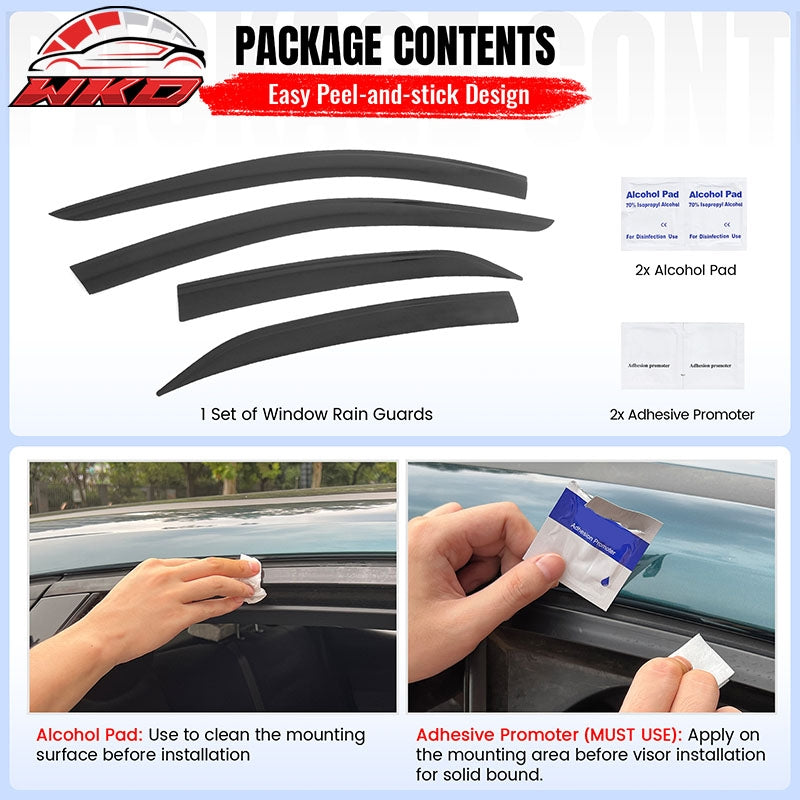 For 18-24 Toyota Camry Window Visor Low Profile Rain Sun Guard Acrylic Deflector