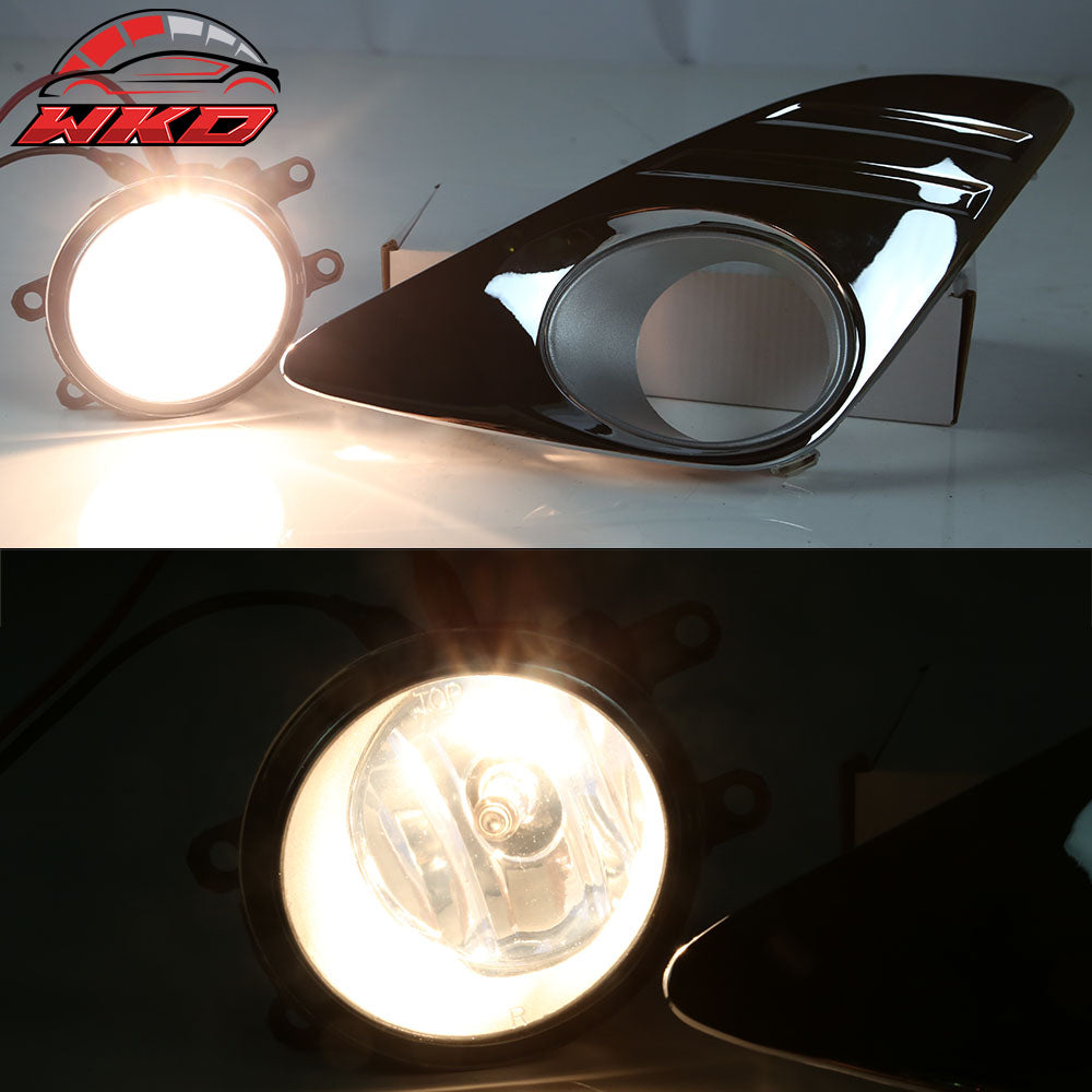 Fits 12-14 Toyota Camry 2PCS Front Bumper Chrome Clear Fog Lights Lamps Assembly