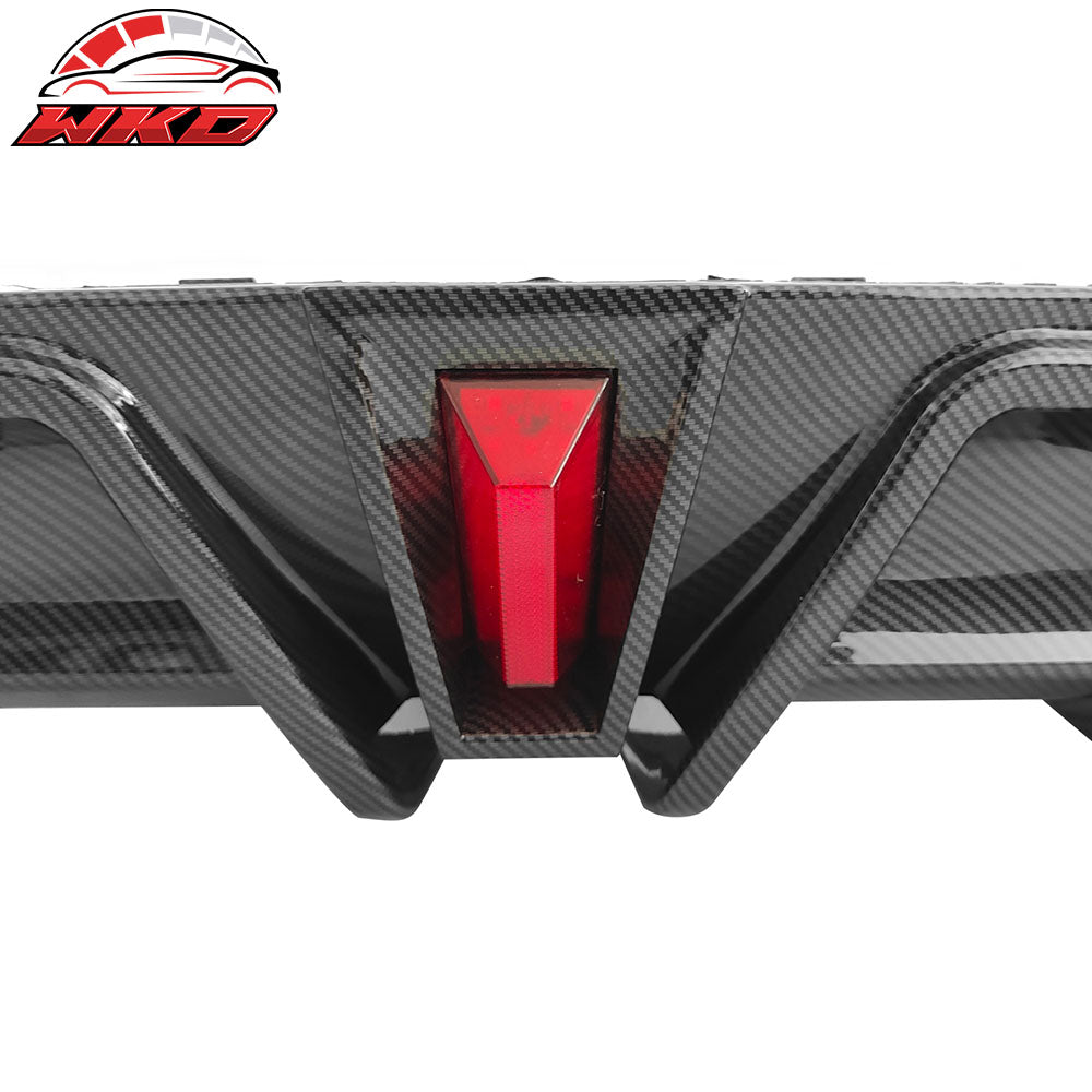 Fits 18-24 Toyota Camry LE XLE Rear Diffuser Lip W/LED Light Carbon Fiber Print
