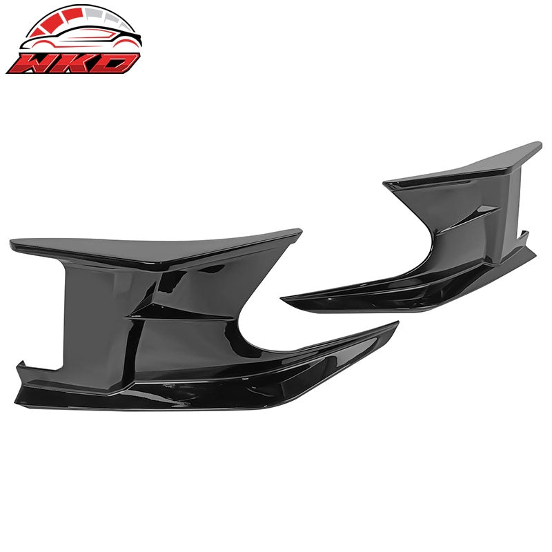 Fits 19-26 Toyota Corolla 5DR Front Bumper Canards Gloss Black ABS Side Spoiler