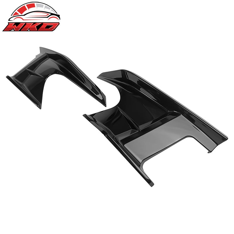 Fits 19-26 Toyota Corolla 5DR Front Bumper Canards Gloss Black ABS Side Spoiler