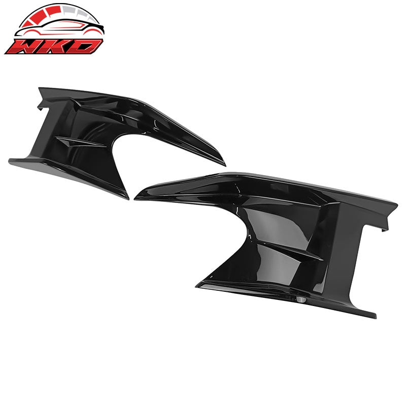 Fits 19-26 Toyota Corolla 5DR Front Bumper Canards Gloss Black ABS Side Spoiler