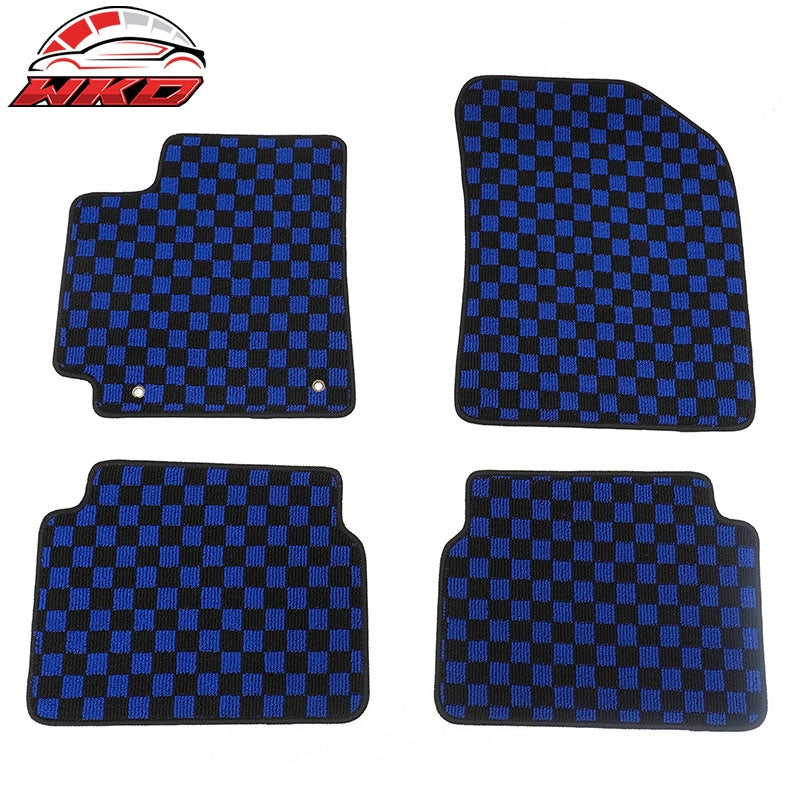 Wholesale 09-13 Toyota Corolla Anti-slip Floor Mats Checkered Carpet Black Blue Plaid - Wikond Auto