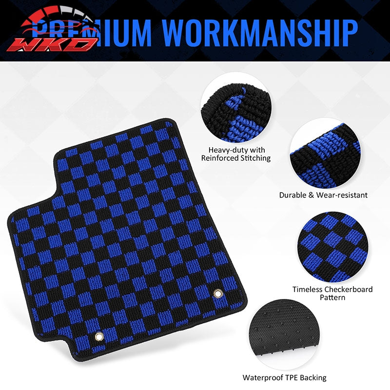 Wholesale 09-13 Toyota Corolla Anti-slip Floor Mats Checkered Carpet Black Blue Plaid - Wikond Auto