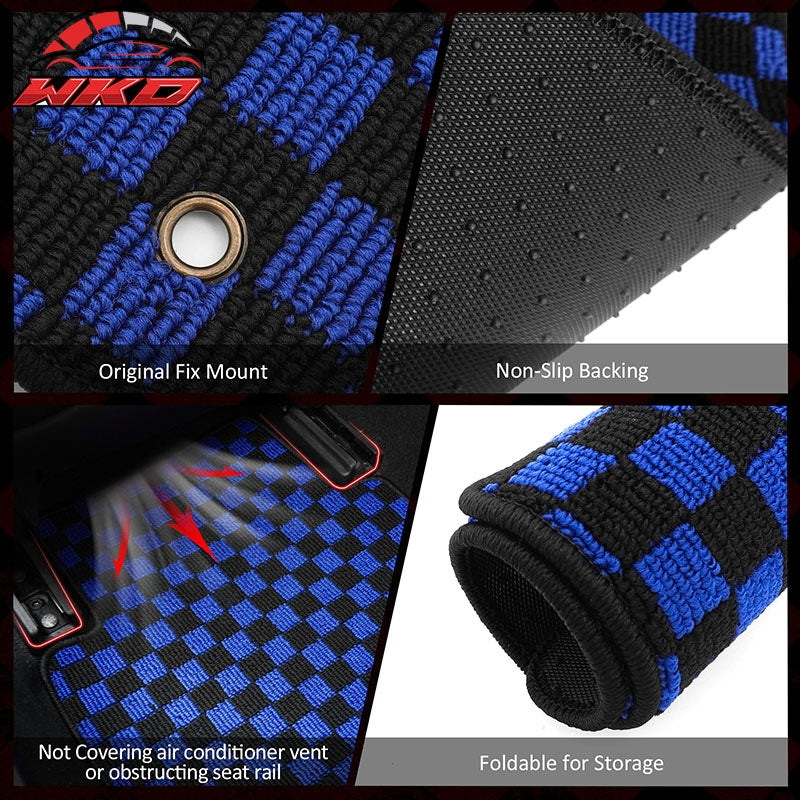 Wholesale 09-13 Toyota Corolla Anti-slip Floor Mats Checkered Carpet Black Blue Plaid - Wikond Auto