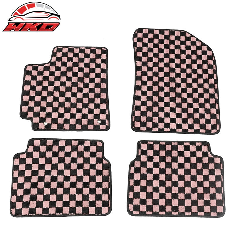 Wholesale 09-13 Toyota Corolla Anti-slip Floor Mats Checkered Carpet Black Pink Plaid