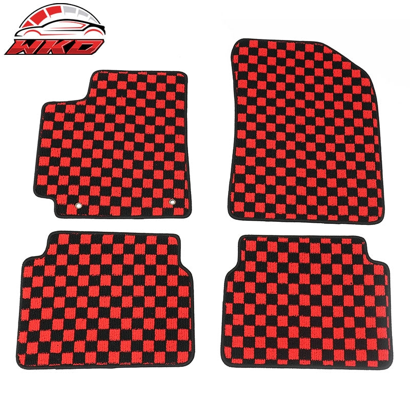 Wholesale 09-13 Toyota Corolla Anti-slip Floor Mats Checkered Carpets Black Red Plaid
