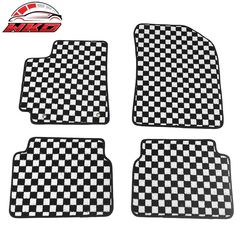 Wholesale 09-13 Toyota Corolla Auto Floor Mats Checkered Carpets Black White Plaid