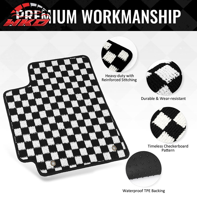 Fits 09-13 Toyota Corolla Auto Floor Mats Checkered Carpets Black White Plaid