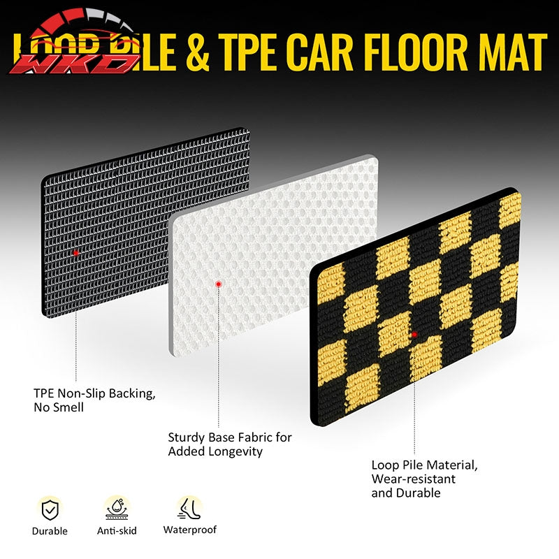 Fits 09-13 Toyota Corolla Auto Floor Mats Checkered Carpets Black Yellow Plaid