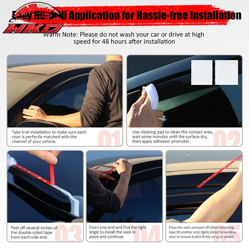 Fits 22-26 Toyota Corolla Cross Low Profile Style Tape on Window Visor Deflector