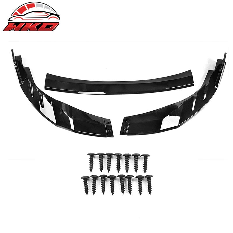 Fits 20-26 Toyota Corolla L, LE, XLE, Hybrid LE Front Bumper Lip Gloss Black 3PC