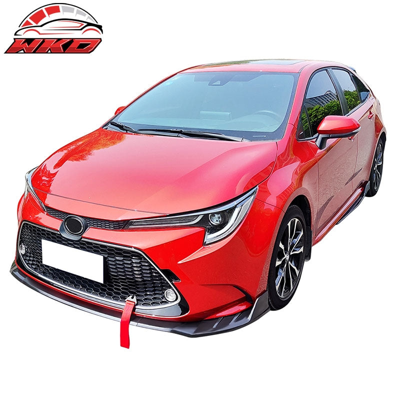 Fits 20-26 Toyota Corolla L LE XLE Hybrid LE Front Bumper Lip Matte Black 3PC
