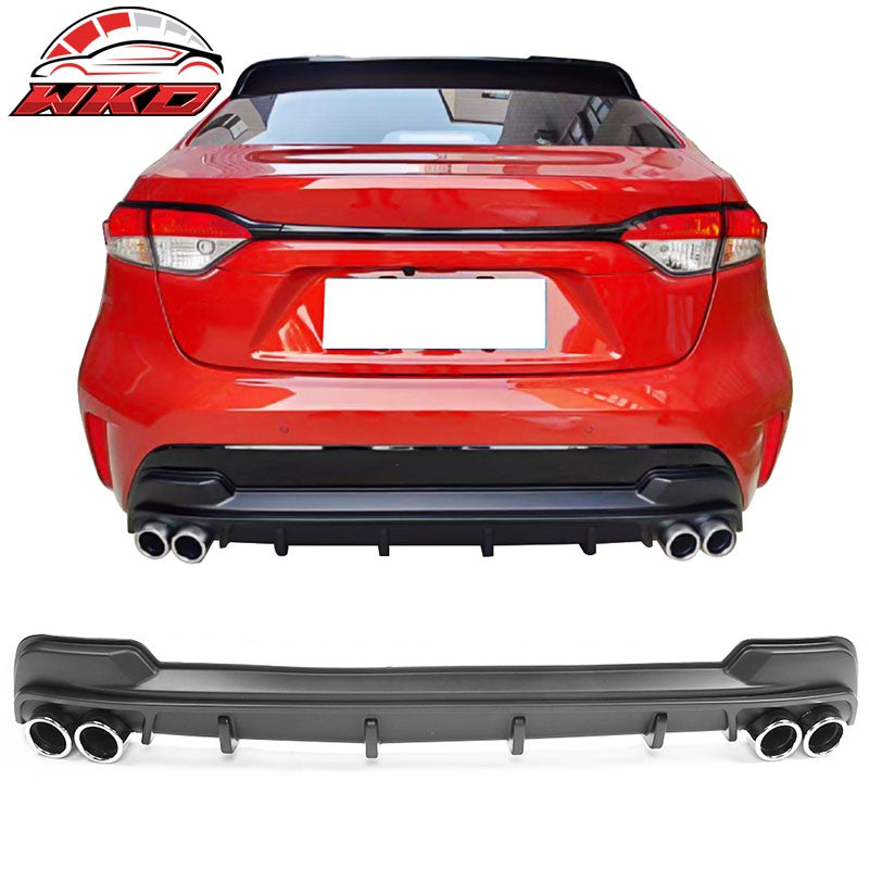 Wholesale 20-26 Toyota Corolla L LE/XLE Matte Black Rear Diffuser & Silver Tips