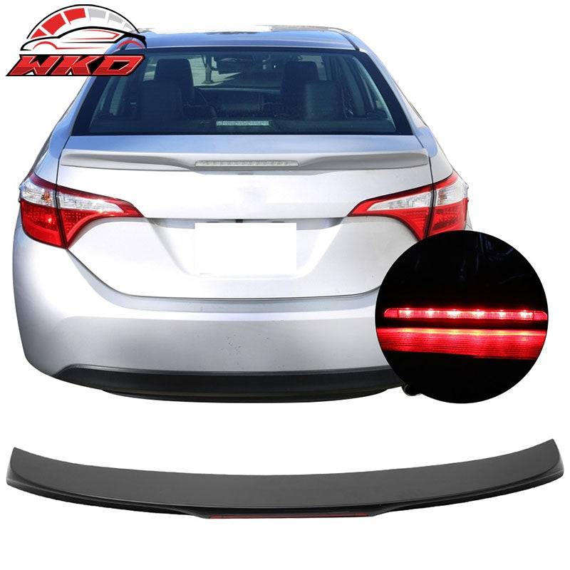 For 14-19 Toyota Corolla Sedan OE Style Trunk Spoiler w/ 3rd Brake Light LED ABS