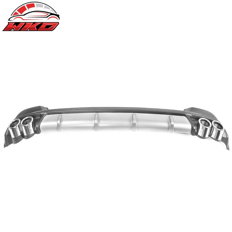Fits 20-26 Toyota Corolla Matte Black Rear Bumper Diffuser&Silver Lower Trim&Tip