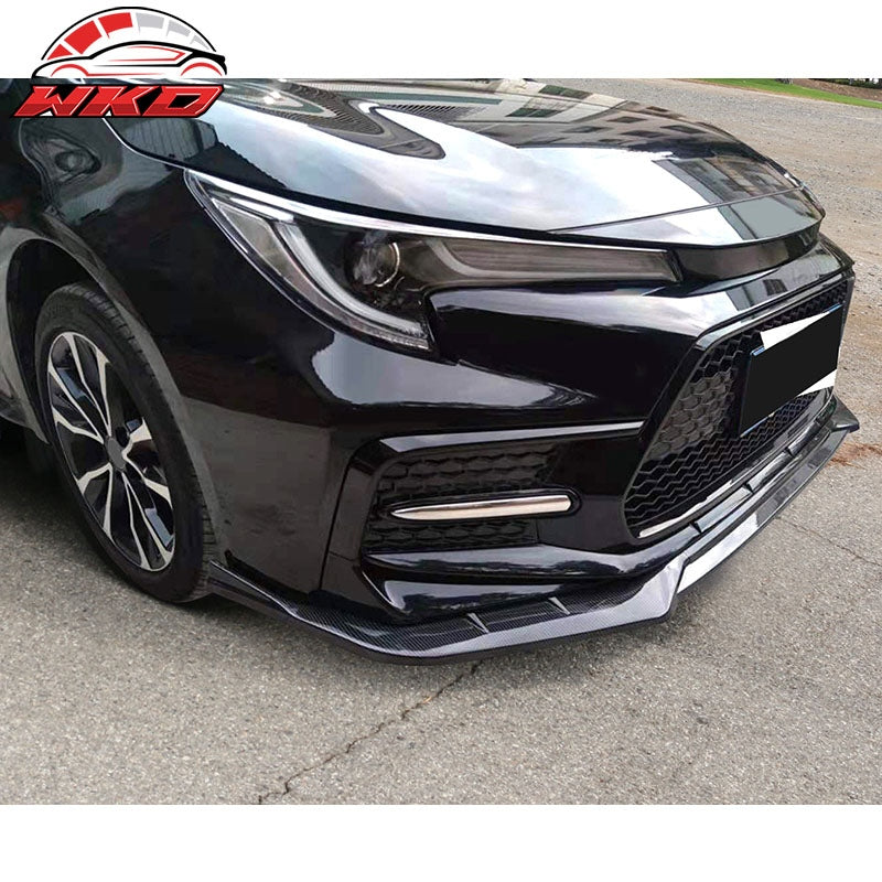 Fits 20-26 Toyota Corolla SE XSE 4D IKON Carbon Fiber Print 3PC Front Bumper Lip