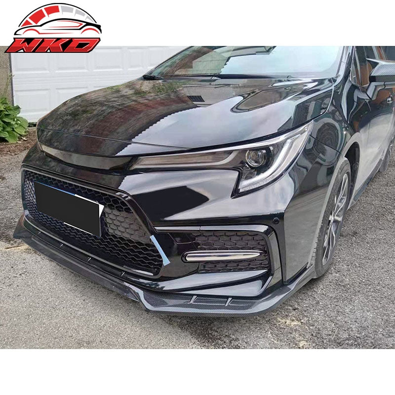 Fits 20-26 Toyota Corolla SE XSE 4D IKON Carbon Fiber Print 3PC Front Bumper Lip