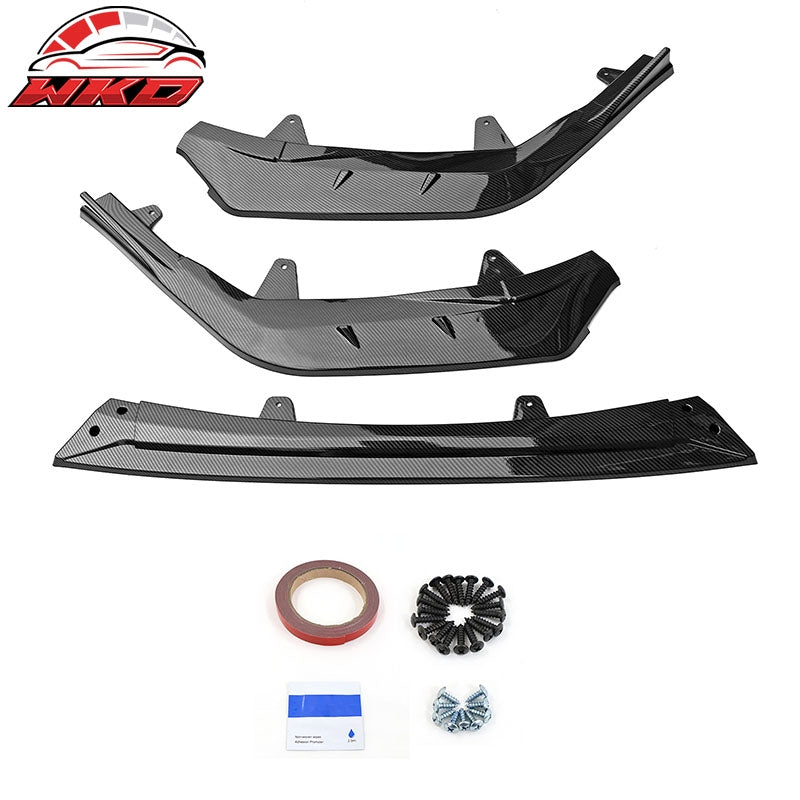 Fits 20-26 Toyota Corolla SE XSE 4D IKON Carbon Fiber Print 3PC Front Bumper Lip