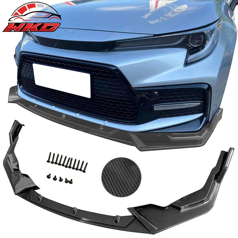 Fits 20-26 Toyota Corolla SE XSE C Style Front Bumper Lip Carbon Fiber Print PP