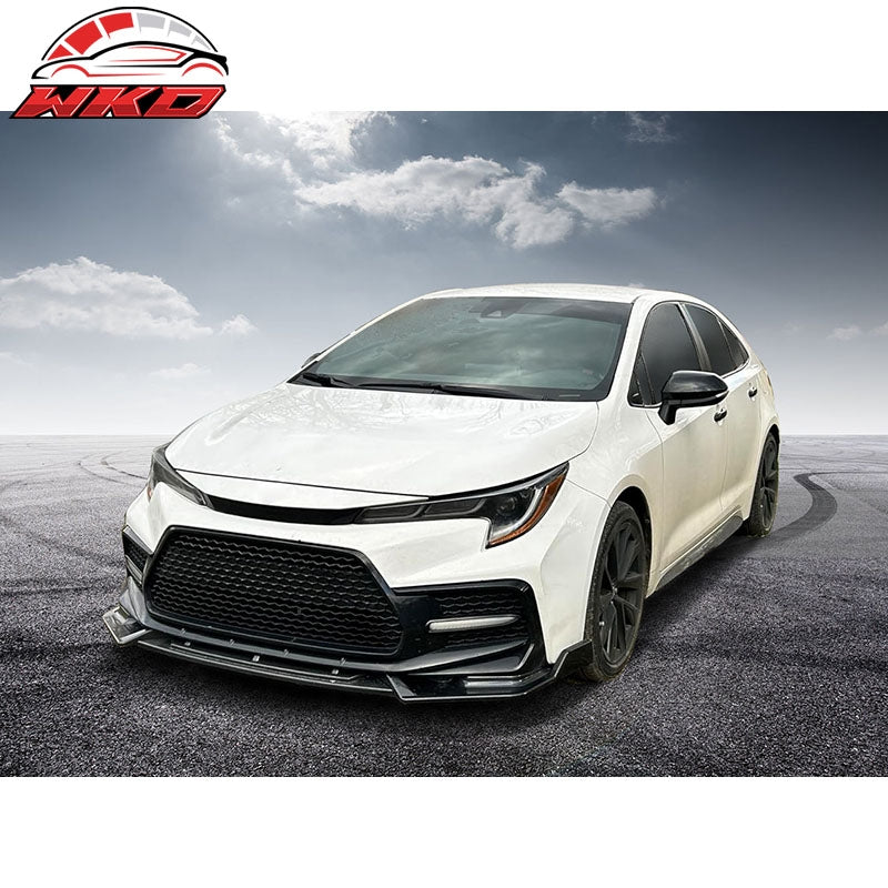 Fits 20-26 Toyota Corolla SE XSE C Style Front Bumper Lip Carbon Fiber Print PP