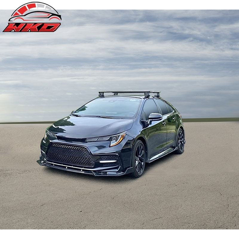 Fits 20-26 Toyota Corolla SE XSE C Style Front Bumper Lip Carbon Fiber Print PP