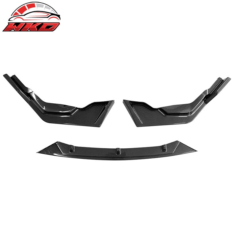 Fits 20-26 Toyota Corolla SE XSE C Style Front Bumper Lip Carbon Fiber Print PP