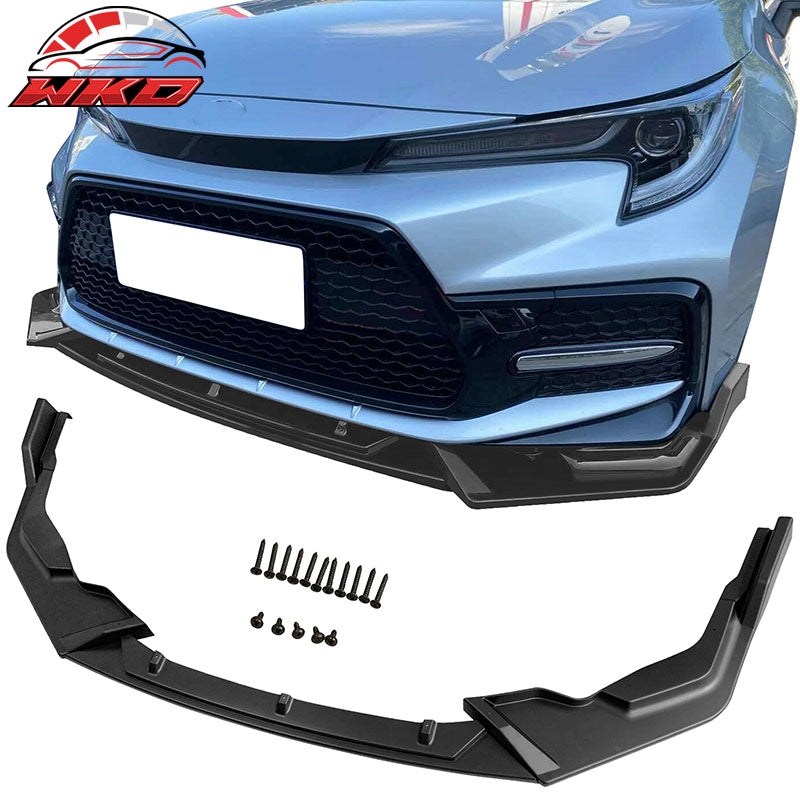 Fits 20-26 Toyota Corolla SE XSE C Style 3PCS Front Bumper Lip PP Matte Black