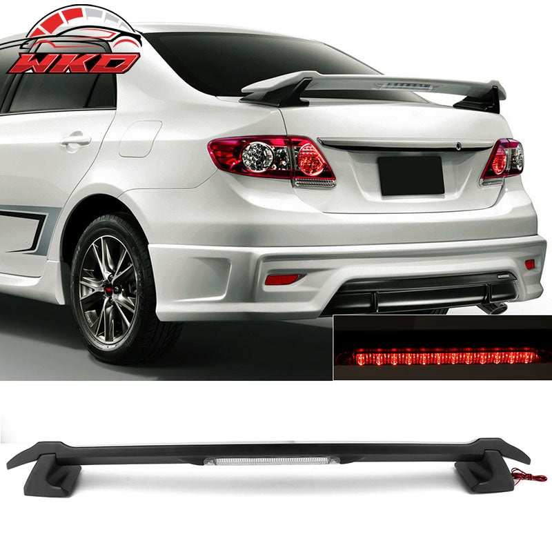 Fits 09-13 Toyota Corolla Sedan Trunk Spoiler & LED 3rd Brake Light Matte Black