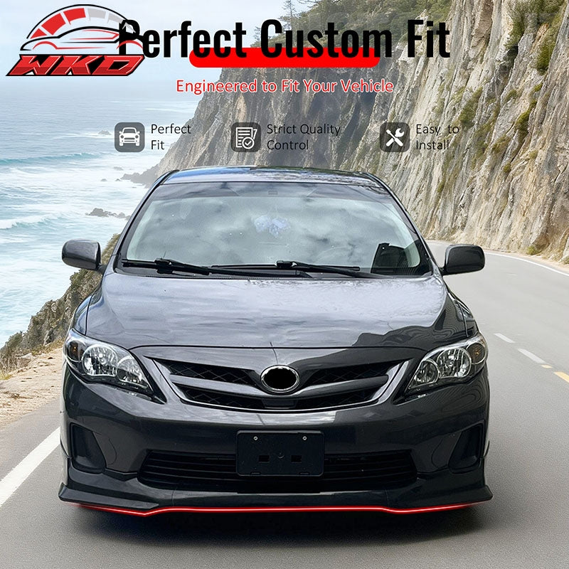 Fits 11-13 Toyota Corolla T Style Front Bumper Lip Chin Spoiler Gloss Black PP