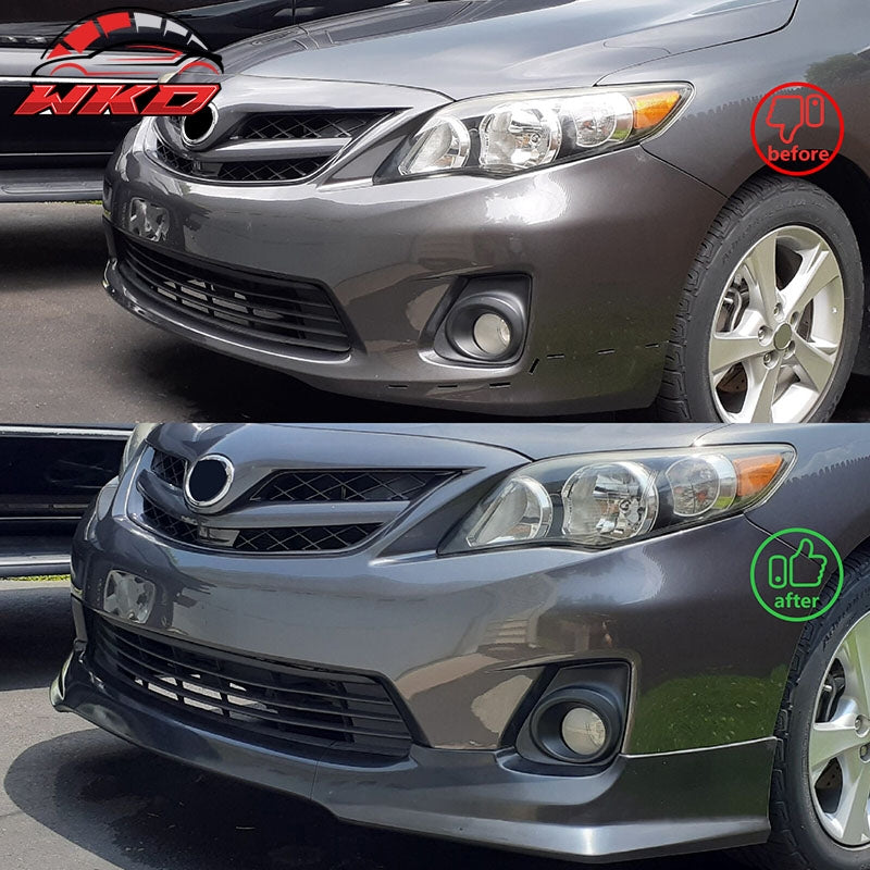 Fits 11-13 Toyota Corolla T Style Front Bumper Lip Chin Spoiler Gloss Black PP