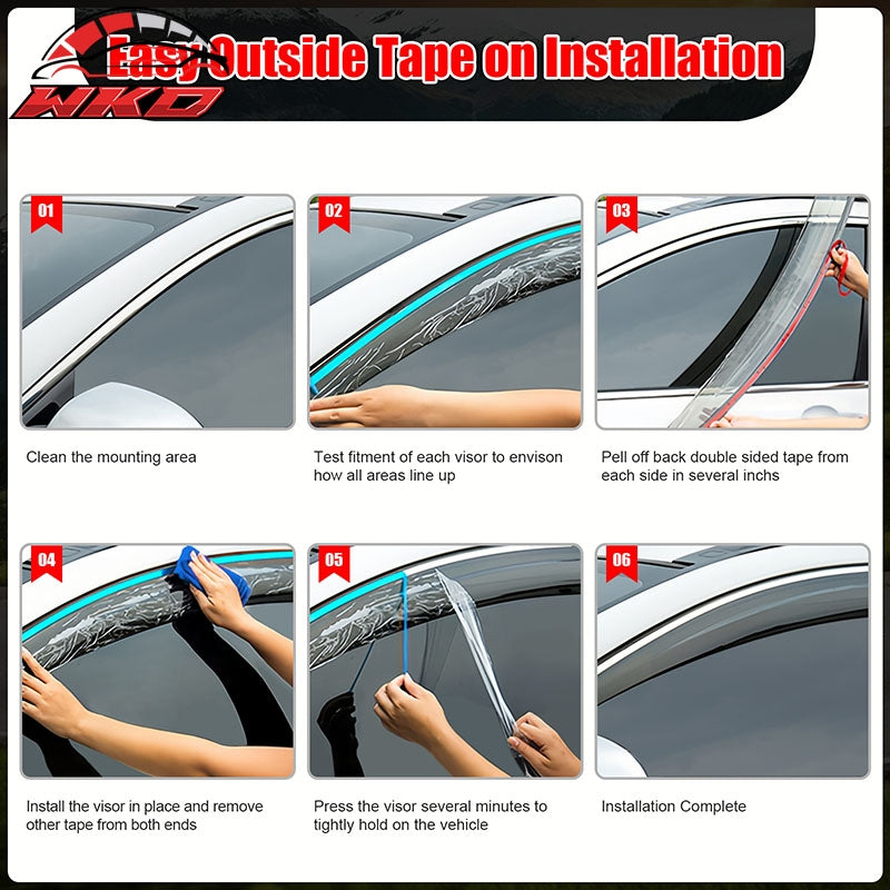 Fits 20-26 Corolla Chrome Trim Window Visor Door Vent Sun Rain Guard Deflectors