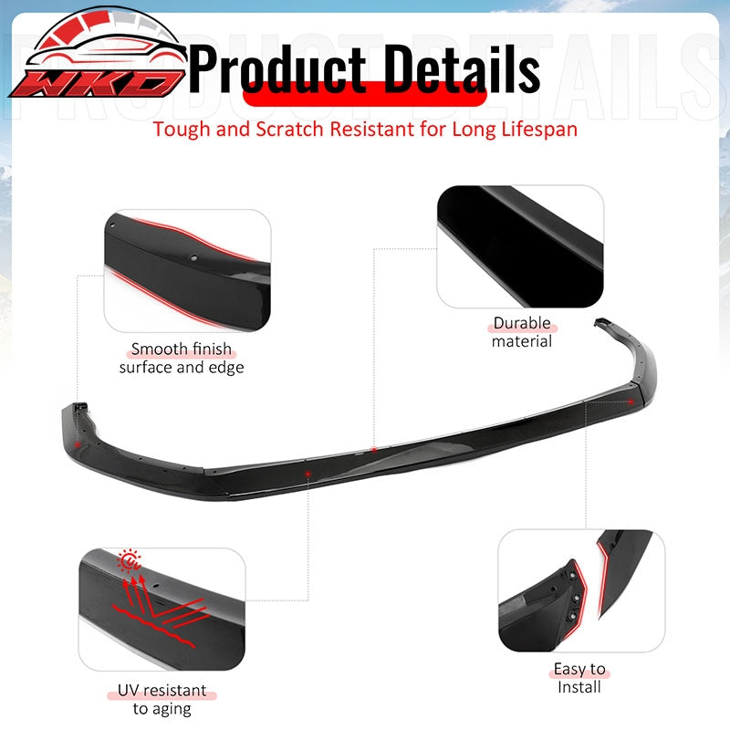 Wholesale For 23-24 Toyota GR Corolla AS Style 3PC Front Bumper Lip Spoiler Gloss Black PP - Wikond Auto