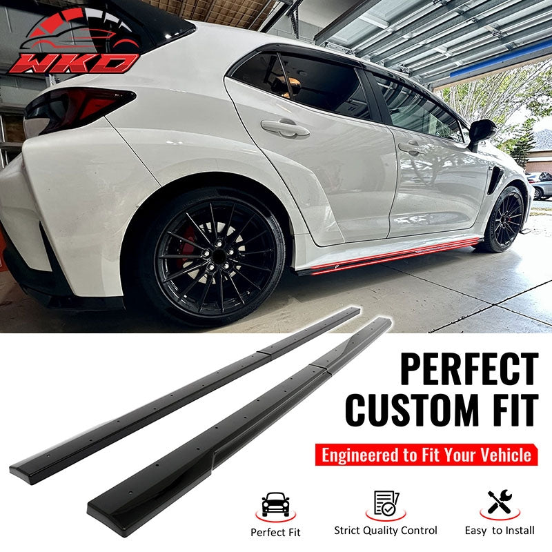 Fits 23-24 Toyota GR Corolla AS Style Front Lip& Side Skirts& Aprons Gloss Black