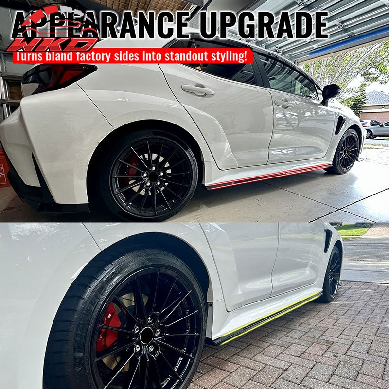 Fits 23-26 Toyota GR Corolla AS Style 2PCS Side Skirts Splitters Gloss Black PP
