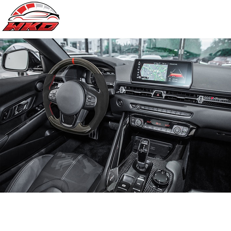 Fits 20-26 Toyota GR Supra A90 A91 Steering Wheel Alcantara W/Red Stitch&Stripe