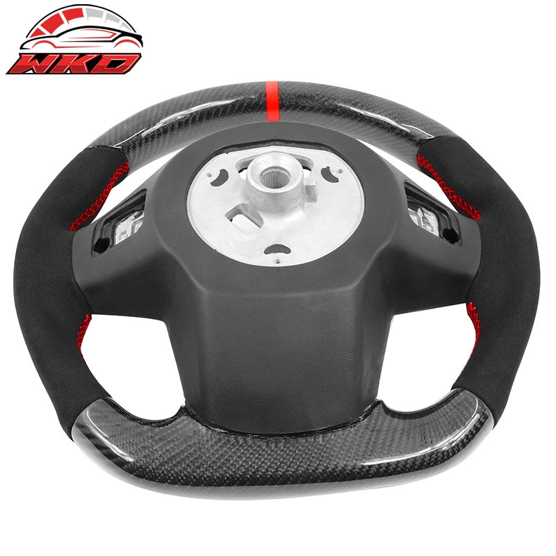 Fits 20-26 Toyota GR Supra A90 A91 Steering Wheel Alcantara W/Red Stitch&Stripe