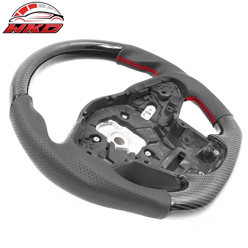 Fits 20-26 Toyota GR Supra A90 A91 Steering Wheel Carbon Fiber W/Red Stitching
