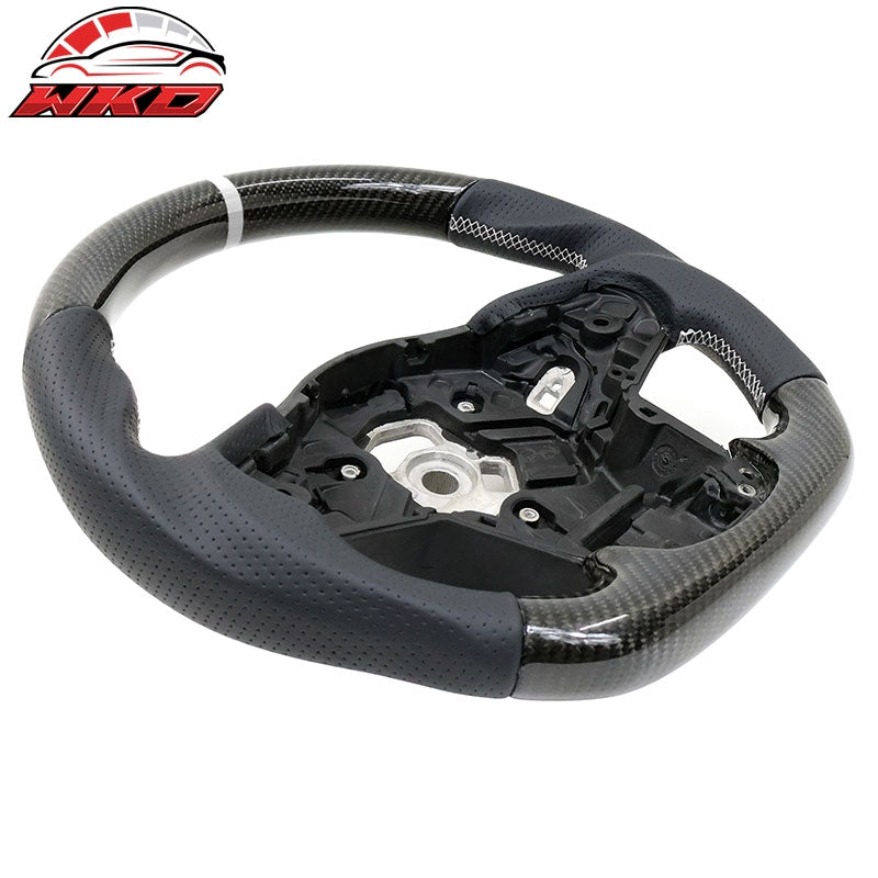Fits 20-26 Toyota GR Supra A90 A91 Carbon Steering Wheel W/White Stitch & Stripe