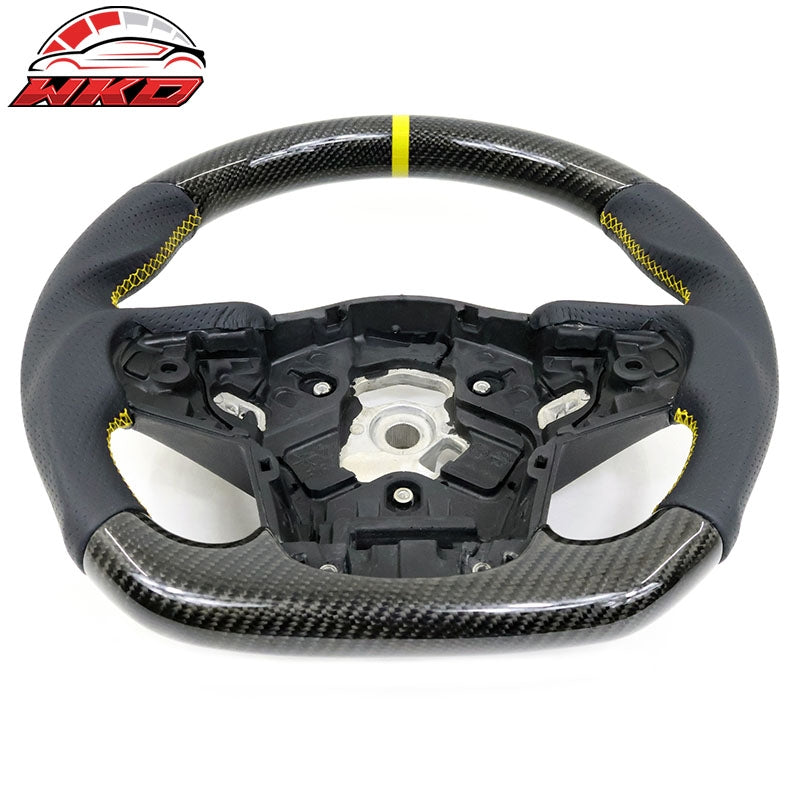 Fits 20-26 Toyota GR Supra A90 A91 Carbon Steering Wheel W/Yellow Stitch&Stripe