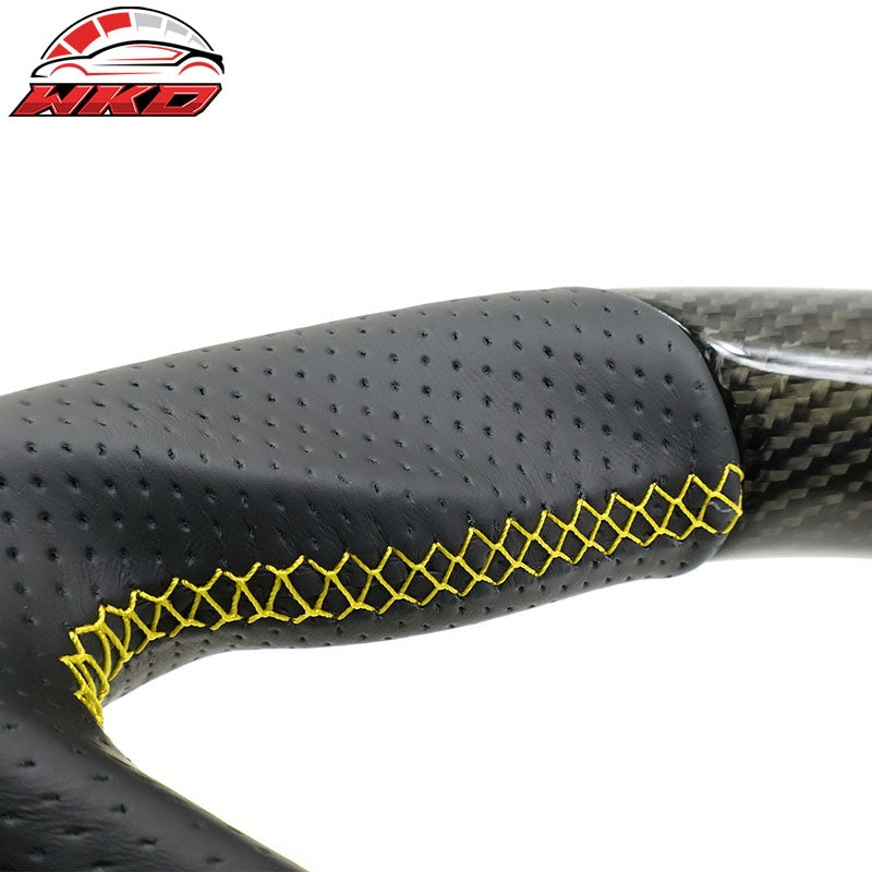 Fits 20-26 Toyota GR Supra A90 A91 Carbon Steering Wheel W/Yellow Stitch&Stripe